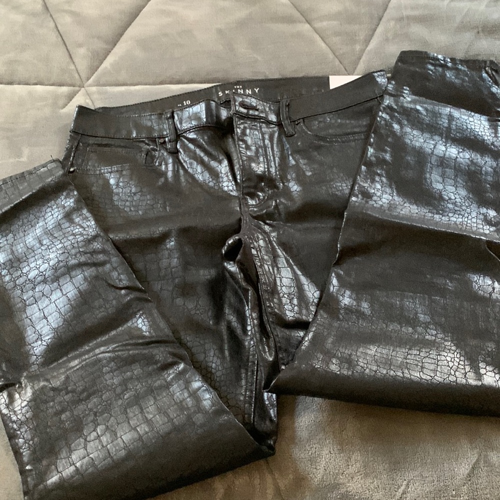White House Black Mark faux leather mid-rise skinny jeans